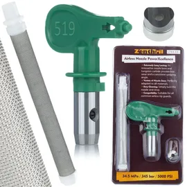 OEM Zenthril Powerxcellence 519 – Hochdruck Farbdüsenset 25 Cm Sprühbreite, Filter 60 Mesh Für Acryl, Latex, Profi-projekte Lackierset Für Spritzgeräte