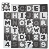 Relaxdays Puzzlematte ABC und Zahlen Anthrazit,Weiß,Grau
