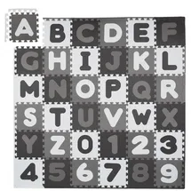 Relaxdays Puzzlematte ABC und Zahlen Anthrazit,Weiß,Grau