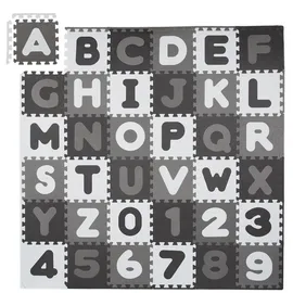 Relaxdays Puzzlematte ABC und Zahlen Anthrazit,Weiß,Grau