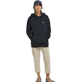 Jack Wolfskin "ESSENTIAL HOODIE W", Damen, Gr. XXL (48), blau (schwarz, navy), Oberstoff: 100% BAUMWOLLE ; Kontrastmaterial 1: 95% BAUMWOLLE, 5% ELASTHAN; Kontrastmaterial 2: 100% BAUMWOLLE, Pullover Kapuzenpullover