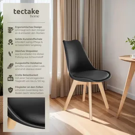 Tectake tectake® Esszimmerstuhl, gepolsterte Sitzfläche, massive Holzbeine, 49 x 56 x 82,5 cm