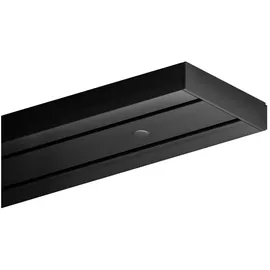 BestLivings Gardinenschiene Schwarz (180cm / 2-läufig) Vorhangschiene Komplettset inkl. Zubehör (Befestigungs-Set, Seitendeckel, Gardinenröllchen)