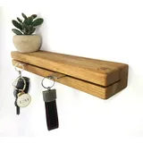 AE Günther® Schlüsselbrett Holz mit Ablage - Schlüsselboard - Schlüsselhalter Key Organizer Wand Aufbewahrung Wall (Ohne Magnet)