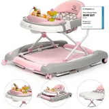 Bronea BRONEA® 4-in-1 Gehfrei Baby Lauflernwagen Schaukel Lauflernhilfe Babywalker mit Schaukelfunktion, Licht | Musik | Höhenverstellbar | Klappbar - Rosa - Rosa
