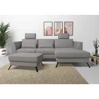 Ecksofa SIT & MORE "Olsen L-Form", grau, B:261cm H:88cm T:172cm, 100% Polyester, Sofas, inklusive Sitztiefenverstellung, wahlweise mit Bettfunktion, 15cm hoch