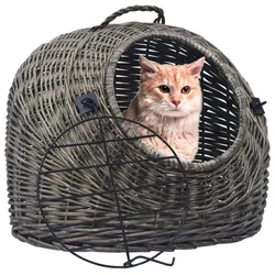 Katzen-Transportkorb Grau 45x35x35 cm Natürliche Weide