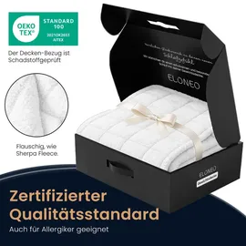 eloneo Sherpa Fleece Gewichtsdecke 155x220cm 7kg, Oeko-Tex Zertifiziert, Entspannungsdecke & Anti-Stress Therapiedecke, schwere Decke zum Schlafen, weiß
