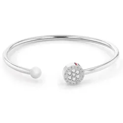 Armspange TOMMY HILFIGER "Schmuck Edelstahl Armschmuck Armspange CRYSTAL", bunt (edelstahlfarben, weiß, blau, rot, kristallweiß), Armbänder, Damen, Edelstahl, Armspange, mit Glasstein