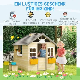 Outsunny Spielhaus für Kinder Holz Natur