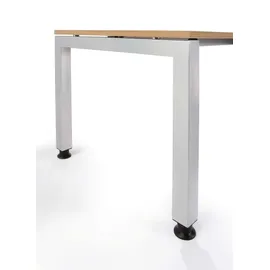 Hammerbacher JS12 höhenverstellbarer Schreibtisch nussbaum rechteckig, 4-Fuß-Gestell silber 120,0 x 80,0 cm
