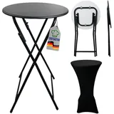 chefgastro Stehtisch Ø 110 x 60 cm Schwarz klappbar