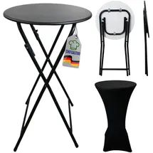 chefgastro Stehtisch Ø 110 x 60 cm Schwarz klappbar