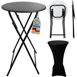 chefgastro Stehtisch Ø 110 x 60 cm Schwarz klappbar