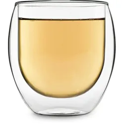 Feelino Trinkglas Jumbo | Doppelwandig | Hochwertiges Borosilikatglas | 410 ml | Unikat Transparent