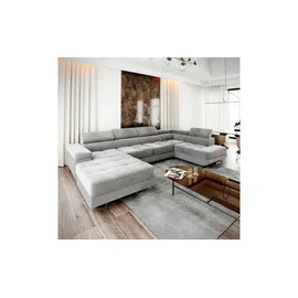 masseno Eckcouch Velours 3-Sitzer Grau