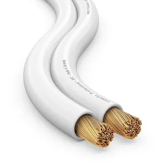 conecto Lautsprecherkabel OFC Professional UltraFlex 2x2,5mm2 Kabel Querschnitt (99,9% OFC Vollkupfer 322x0,10mm Litze) HiFi Audio Lautsprecher Boxenkabel, 50m, weiß