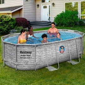 BESTWAY Power Steel Swim Vista Series Set 427 x 250 x 100 cm steinwandoptik inkl. Filterpumpe