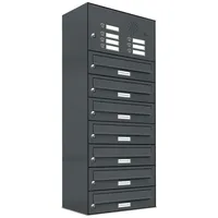 AL Briefkastensysteme 7er Premium Briefkasten Außen Anthrazit inkl. Zeitungsfach