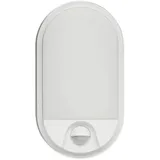 LED Wandleuchte weiß oval 15W mit Bewegungsmelder und Dämmerungssensor IP54 - Außen-Leuchte aus Kunststoff - Außenstrahler Garten-Lampe
