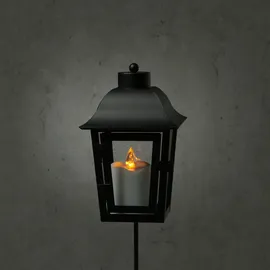 MARELIDA Grablaterne mit weißer LED Kerze mit 2 wechselbaren Spitzen/Erdspieß...