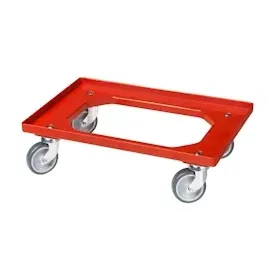 Logiplast 6 Stück Bäckerkisten 600 x 400 x 230 mm + 1 Transportroller in Rot