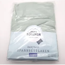 Julius Zöllner Jersey Spannbettlaken für Baby- & Kinderbett, 100% Jersey-Baumwolle, OEKO-TEX Standard 100 zertifiziert, Größe: 60x120cm / 70x140cm, 1er Pack, salbei