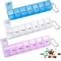 3 Stück Tablettenbox 7 Tage, Klein Pillendose Große Fächer, Handlicher und Feuchtigkeitsbeständiger Medikamentenbox, Medikamentendosierer für Vitamine Nahrungsergänzungsmittel und Medikamente