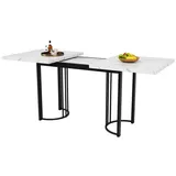 Odikalo Küchentisch Esstisch Teleskoptisch Metalltisch Esszimmer Ausziehbar Marmor Weiß schwarz