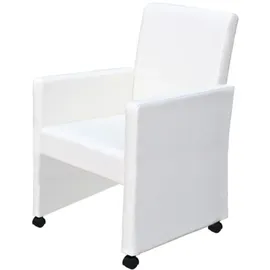 vidaXL Esszimmerstühle 2 Stk. Weiß Kunstleder