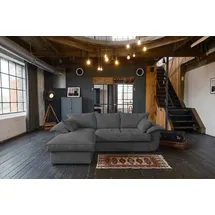 KAWOLA Sofa DAMETO Ecksofa Bettsofa Schlafsofa mit Stauraum Cord grau