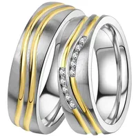 DOOSTI Trauring Schmuck Geschenk Edelstahl Trauring Ehering Partnerring LIEBE, Made in Germany, wahlweise mit oder ohne Zirkonia gelb|goldfarben 54