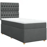 vidaXL Boxspringbett mit Matratze Dunkelgrau 100x200 cm Stoff