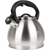KARL HAUSMANN Wasserkessel Induktion 1,8L - Silber Teekessel mit Pfeifton - Edelstahl Wasserkocher für Induktionsherd, Gasherd und Elektroherd - Pfeifkessel Küche – Flötenkessel