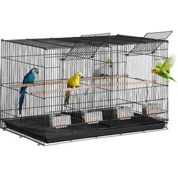 VEVOR Vogelkäfig Wellensittich Käfig Vogelhaus Vogelbauer 760x465x465mm Schwarz