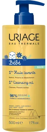 Uriage Baby 1st Schützendes Reinigendes Öl Gesicht Körper Kopfhaut Pumpflasche 500ml