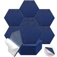 SUIXI Hexagon selbstklebende Akustikplatten 12 Stück (Dunkelblau)