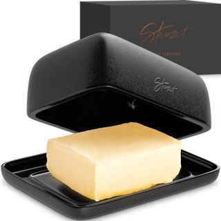 Steinzeit Design Butterdose - Butterdose Keramik für alle gängigen Butter (250gr) - Butterglocke und Butterfass mit einzigartigem Design - Butterschale und Butterbox Spülmaschinengeeignet