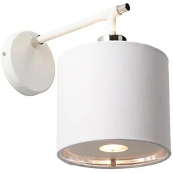 Wandlampe Leuchte Stahl Weiß Nickel H 23,7 cm Flurleuchte 1 Flammig Retro-Stil