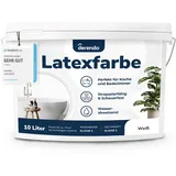 derendo Latexfarbe weiß matt abwaschbar 10 L für Innen Küche Badezimmer streichen weiße Wandfarbe hohe Deckkraft
