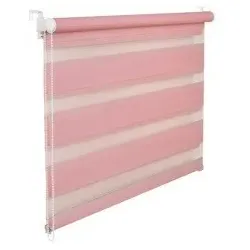 Doppelrollo Duorollo 90 cm breit 200 cm lang rosa inkl. Seilzug Fensterrollo Klemmrollo Jalousie