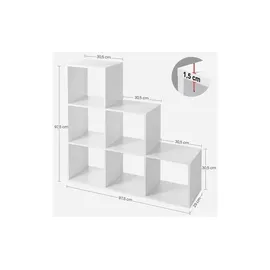VASAGLE Bücherregal 97,5 x 29 x 97,5 cm Weiß
