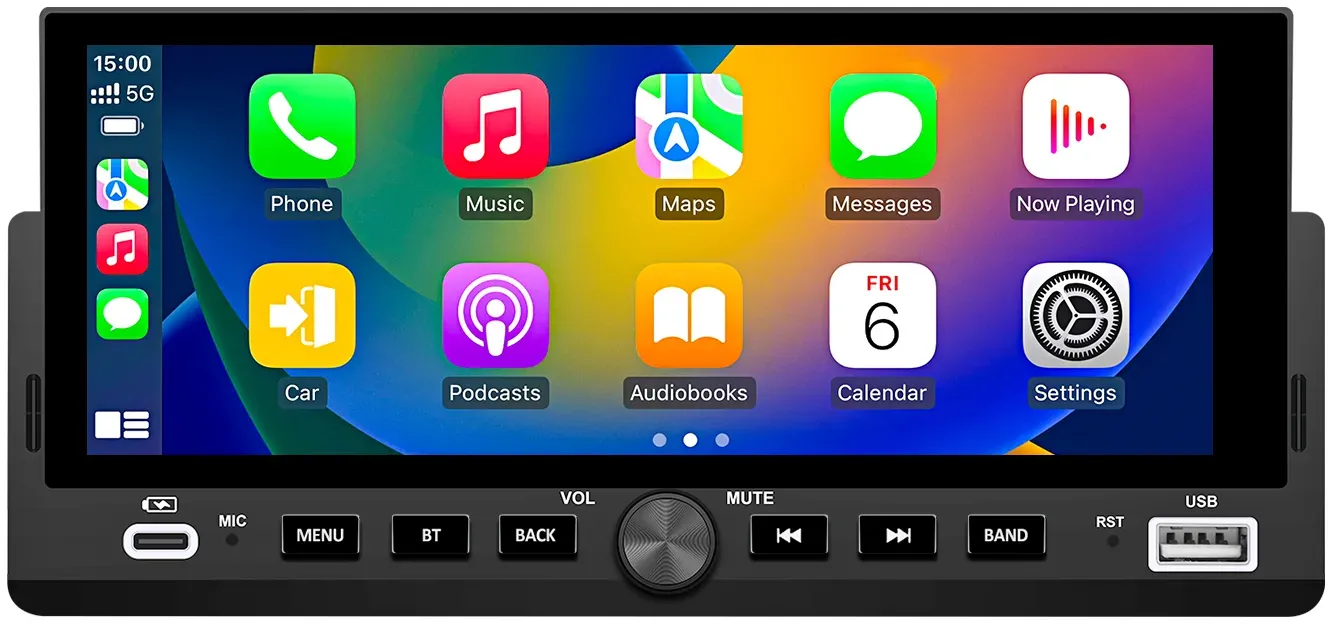 Junsun Drahtlos CarPlay Android Auto RDS mit Rückfahrkamera 1Din