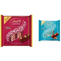 Lindt Schokolade LINDOR Sticks Vollmilch, 3 + 1 Promotion | 100 g (4 x 25 g Schokoladenriegel) | LINDOR Sticks Milch mit zartschmelzender Füllung & LINDOR Stick Caramel & Salz | 100 g
