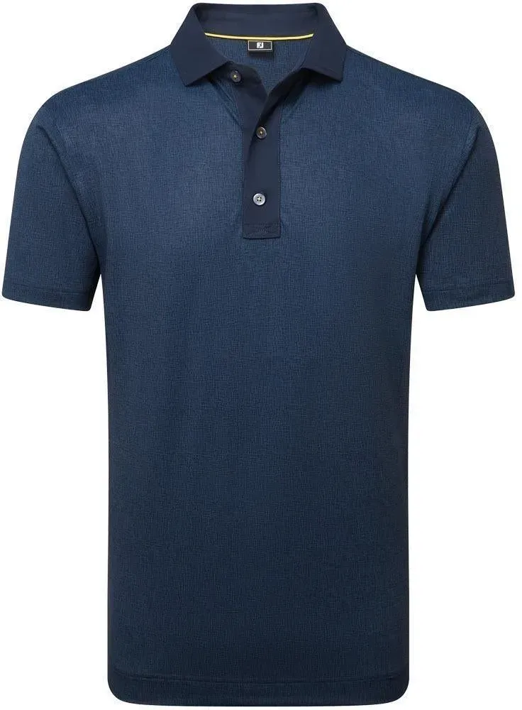 FootJoy Etched Texture Print Lisle Herrengolfpoloshirt Navy - XL