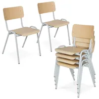 BRB-Lagertechnik 6-teiliges Stapelstuhl-Set, Gestell lichtgrau, Sitz/Lehne aus Buche-Schichtholz