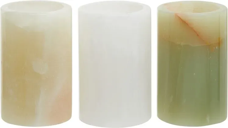 Premier Housewares Teelichter-Set aus Onyx, 3-teilig, mit Kerzenschutz, leicht zu reinigen