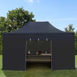 TOOLPORT Faltpavillon 3 x 4,5 m inkl Seitenteile schwarz (582622)