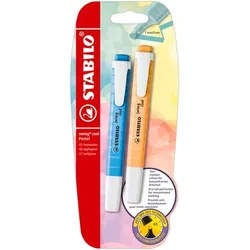 Textmarker - STABILO swing cool Pastel - 2er Pack - Himmlisches Blau, Sanftes Orange