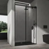 SoGood doporro Nischentür Duschabtrennung 140x195 cm Duschtür mit Schiebetür 8mm ESG-Sicherheitsglas Klarglas Duschwand Soft-Close inkl.NANO Teramo19K s...